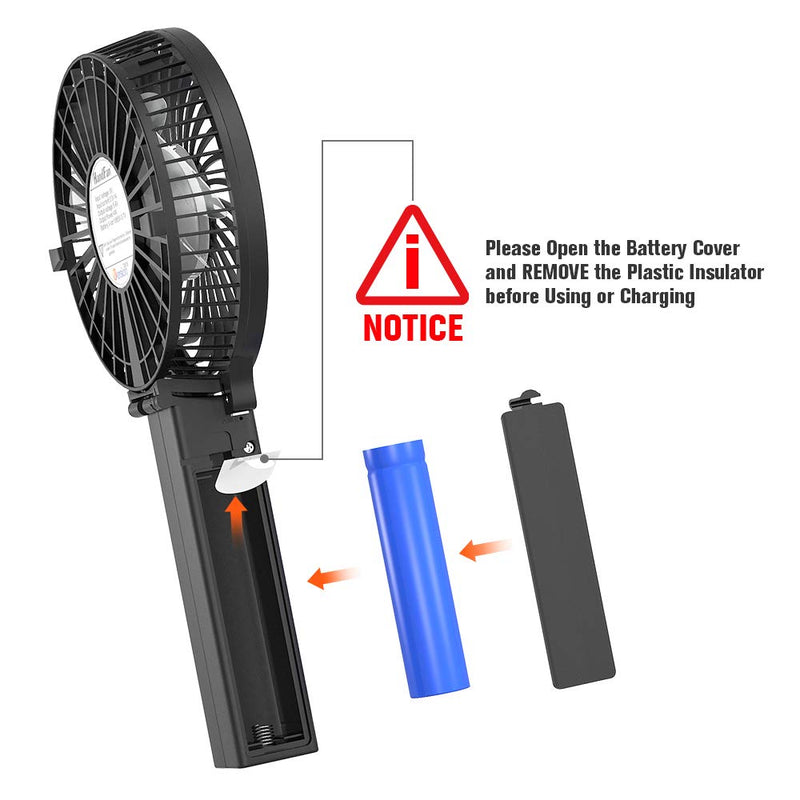  [AUSTRALIA] - VersionTECH. Mini Handheld Fan, USB Desk Fan, Small Personal Portable Table Fan with USB Rechargeable Battery Operated Cooling Folding Electric Fan for Travel Office Room Household Black