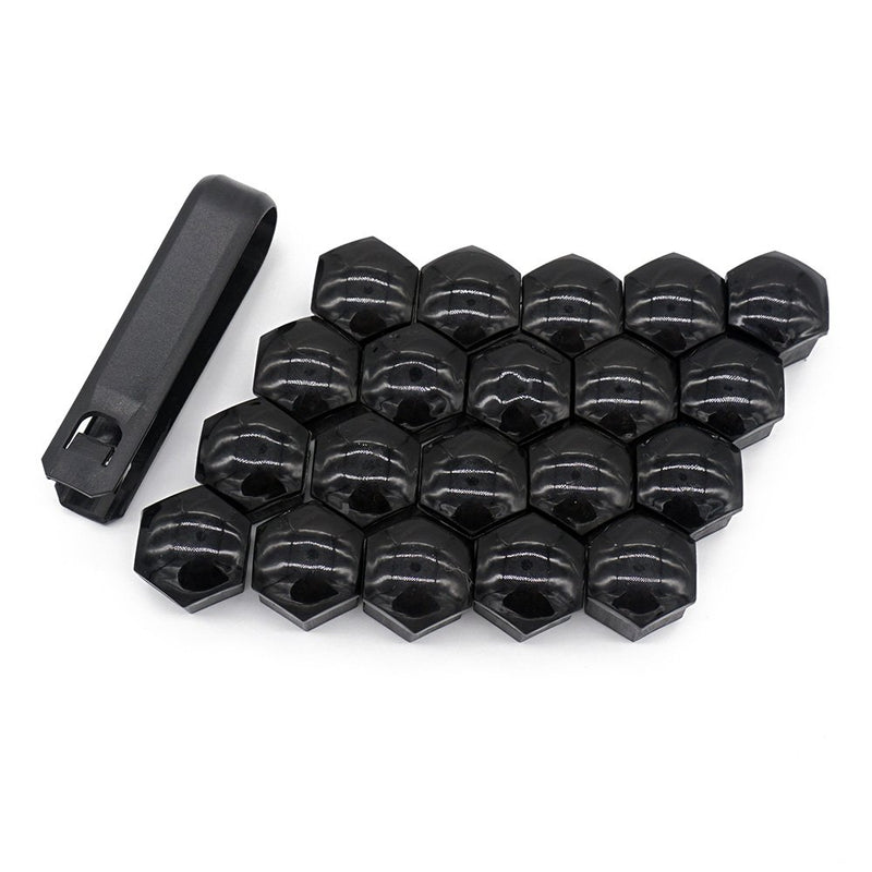 Waylin 20 Pcs New Universal 17mm Wheel Lug Nut Bolt Cover Caps +Removal Tools (Black) - LeoForward Australia