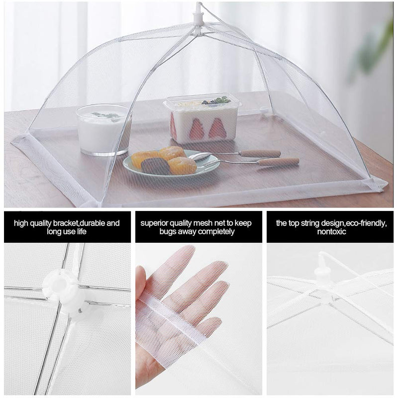  [AUSTRALIA] - Pop-Up Mesh Screen Food Cover Tent Umbrella, SPANLA 8 Pack Food Cover Net for Outdoors, Screen Tents, Parties Picnics, BBQs, Reusable and Collapsible Reusable and Collapsible,17 Inches White