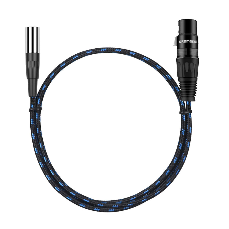  [AUSTRALIA] - DREMAKE 3FT Mini XLR Male to Standard XLR Female Converter Cable, 3-Pin XLR to Mini XLR Microphone Audio Cable for Professional Camera, Label Microphone, Power Amplifier, Equalizer - Black Blue Tweed 3Feet/1M