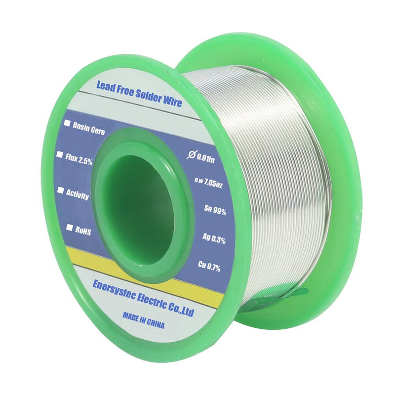  [AUSTRALIA] - Ultra Thin Solder Wire Fine Gauge Rosin Core Flow Lead Free 0.01in 0.3mm 7.05oz 200g Flux 2.5% Sn99 Ag0.3 Cu0.7 for High Precision Electrical Soldering Tiny Component
