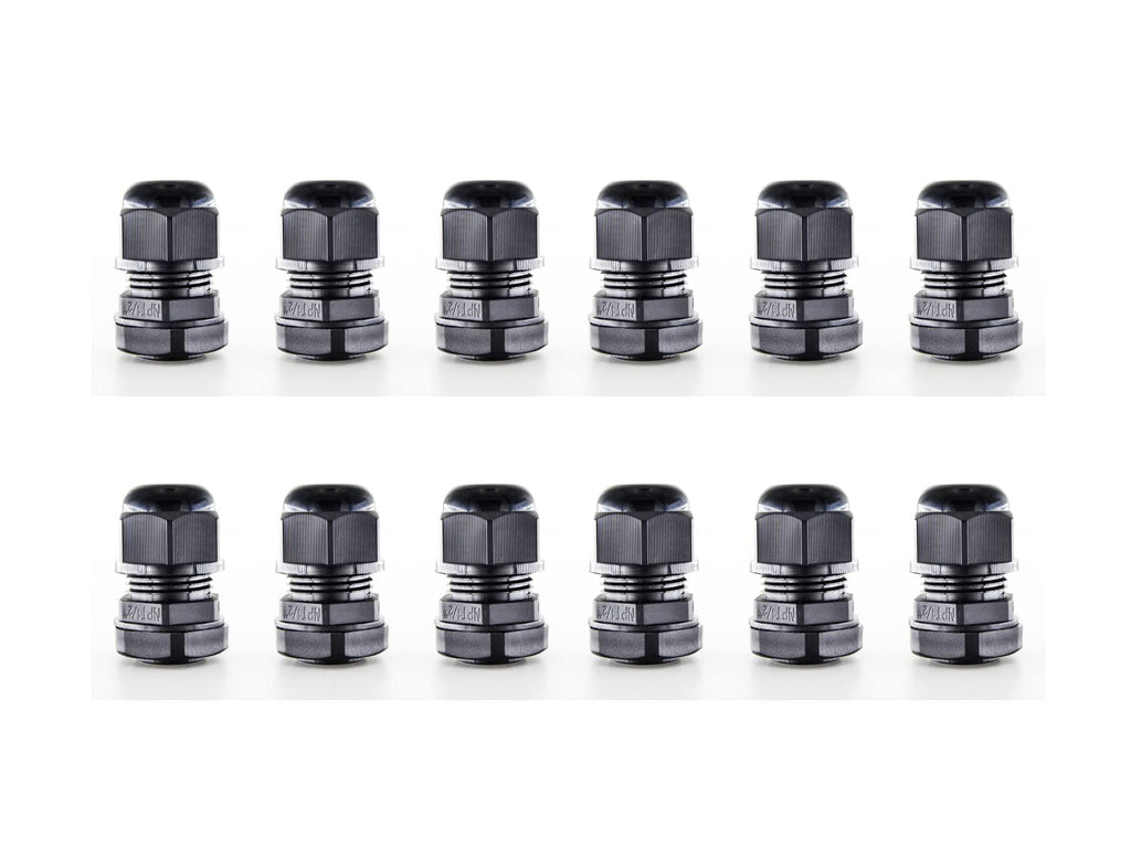  [AUSTRALIA] - Waterproof Connector, Black, Nylon Cable Gland Kit, NPT, 5 Sizes 3/8, 1/2, 3/4, 1, 1-1/4 inch (NPT1/2) NPT1/2