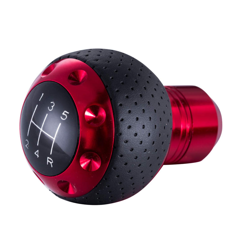  [AUSTRALIA] - Bashineng 5 Speed Leather Transmission Shift Spherical Style Gear Stick Shifter Universal Knob Head Fit Most Manual Automatic Cars (Red) red