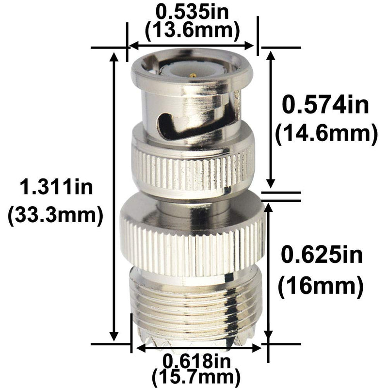  [AUSTRALIA] - BOOBRIE 2pcs BNC UHF RF Coaxial Coax Adapter SO239 UHF Female to BNC Male Connector Low Loss Ham Radio Coax Adapter for RF Antennas/Wireless LAN Devices/Coaxial Cable/Wi-Fi Radios