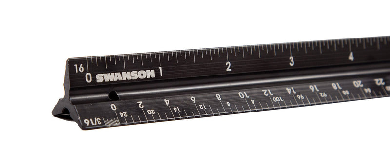  [AUSTRALIA] - Swanson Tool ASR012 Aluminum Architect’s 12" Scale Rule with Laser-Etched Gradations, Black