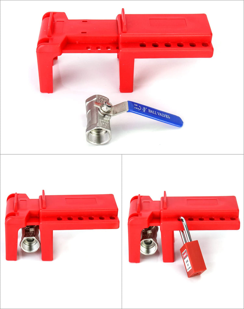  [AUSTRALIA] - QWORK Ball Valve Lockout, Safety Lock, 1/2" - 2-1/2" Diameter, Red