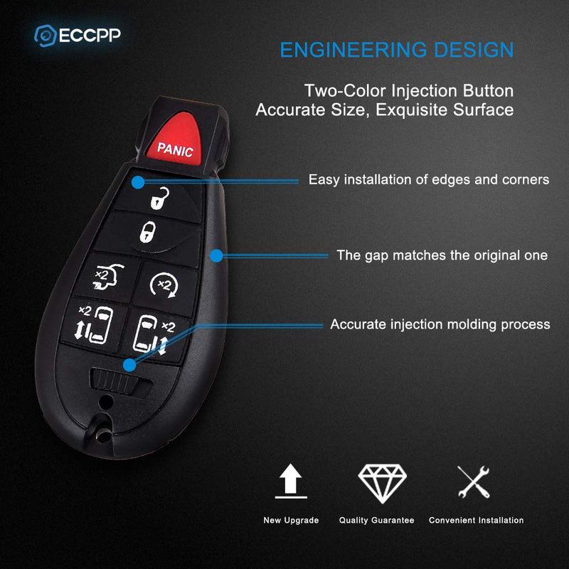  [AUSTRALIA] - ECCPP 2X 7 Buttons Uncut Keyless Entry Remote Key Fob Shell Case Replacement fit for Chrysler 300/ Dodge Journey Grand Caravan/Jeep Commander Grand Cherokee/Volkswagen Routan M3N5WY783X IYZ-C01C
