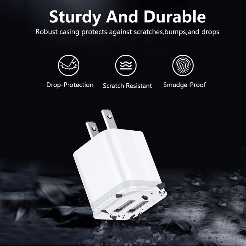  [AUSTRALIA] - LUOATIP USB Wall Charger, 5-Pack 2.1A/5V Dual Port USB Cube Power Adapter Charger Plug Charging Block Replacement for iPhone Xs/XR/X, 8/7/6 Plus, Samsung, HTC, LG, Moto, Android Phones