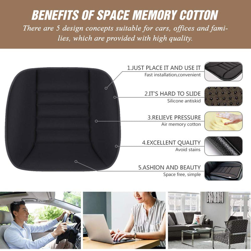  [AUSTRALIA] - MYFAMIREA Car Seat Cushion Pad Sciatica Pain Relief Comfort Seat Protector for Car Driver Seat Office Chair Home Use Memory Foam Seat Cushion with Non Slip Bottom Black Black-1PCS