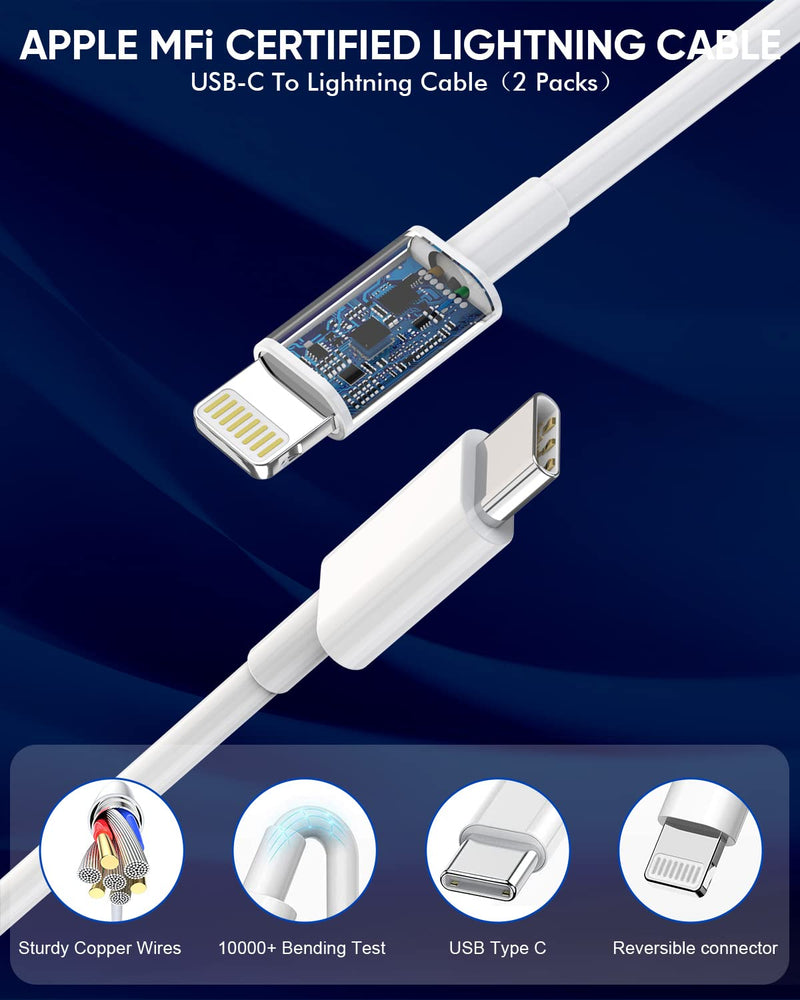  [AUSTRALIA] - iPhone Fast Car Charger,2Pack Dual Port USB C Car Charger[Apple MFI Certified]Power Delivery Apple Car Adapter with 2Pack Lightning Cable Type C Rapid Car Charging for iPhone 14/13/12/11/Xs/Xr/SE/iPad