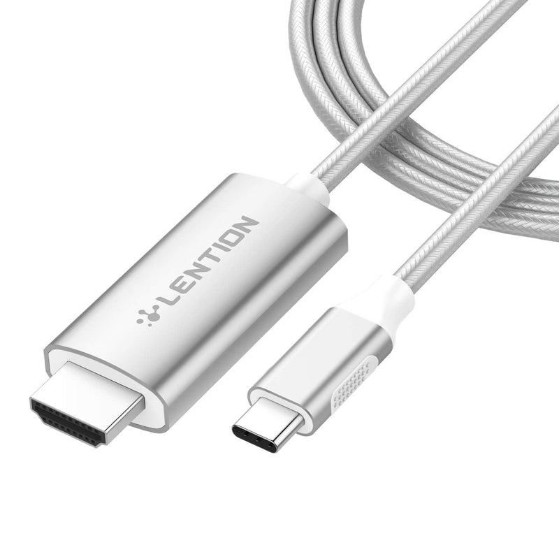  [AUSTRALIA] - LENTION 6FT USB C to HDMI 2.0 Cable Adapter (4K/60Hz) Compatible 2021-2016 MacBook Pro, New iPad/Surface/Mac Air, Samsung S21/S20/S10, Note 21/20/10, Stable Driver Certified (CB-CU707-2M, Sliver) 6 Feet Silver
