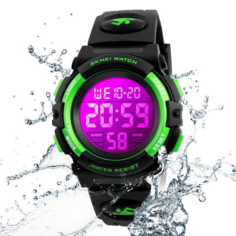 Kids Watch, Boys Sports Digital Waterproof Led Watches with Alarm Wrist Watches for Boy Girls Children Black Green - LeoForward Australia