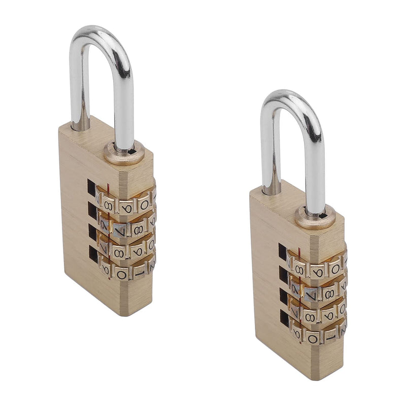  [AUSTRALIA] - MroMax 2Pcs Solid Brass Padlock 4 Digit Combination Padlock 5mm Shackle Dia 48mm Body Height for Indoor and Outdoor Small Safety Luggage Large