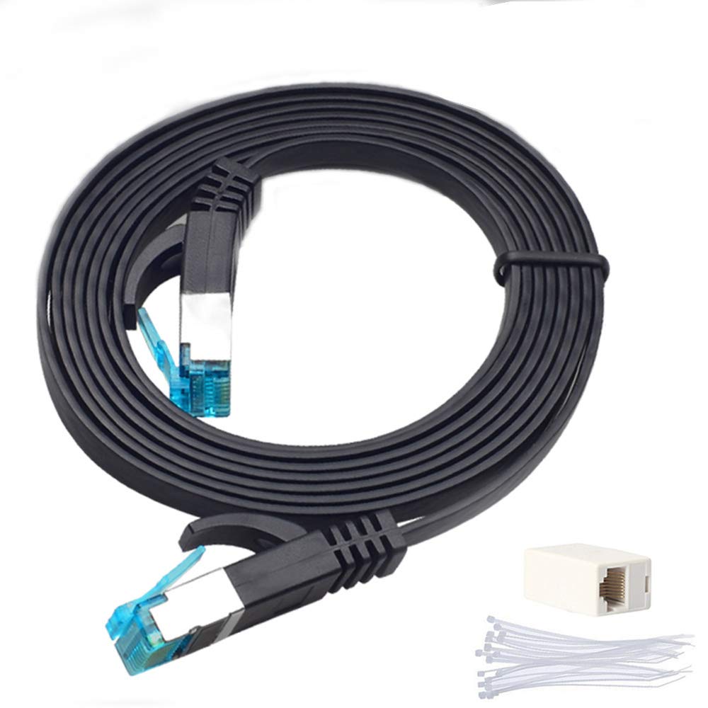  [AUSTRALIA] - Ethernet Cable Cat6 Internet Network Cable Flat,Ethernet Patch Cables Short,Computer LAN Cable (30Ft+5Ft+1.5Ft - Black)