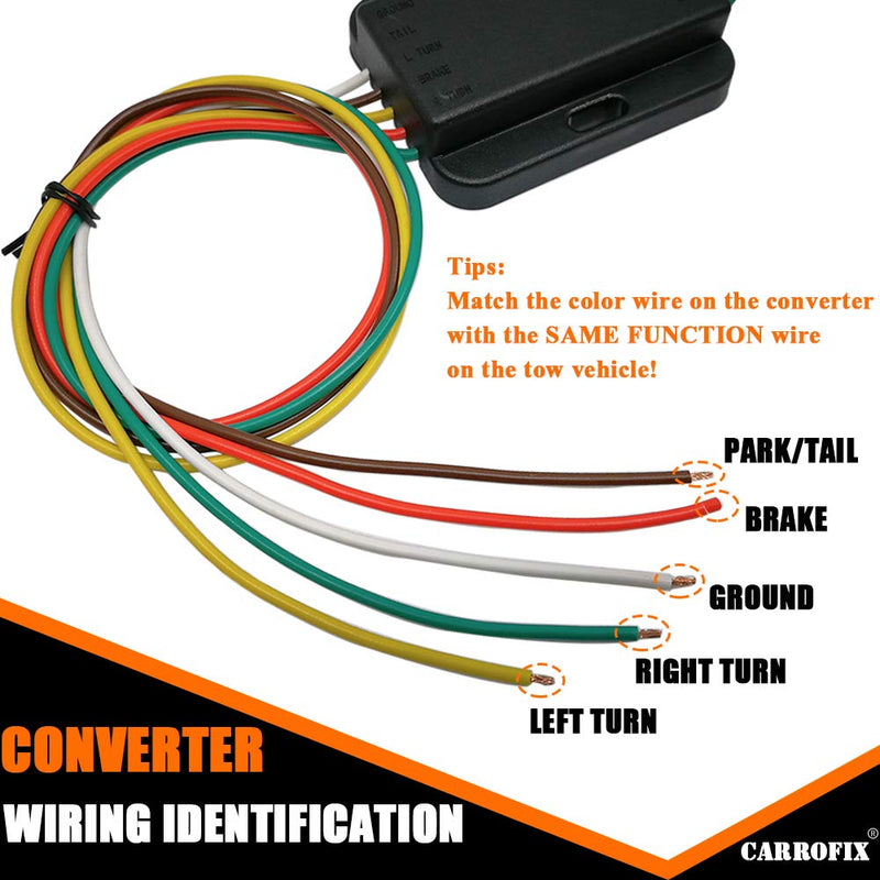  [AUSTRALIA] - CARROFIX LED Compatible Taillight Converter with 20" Inches Leads and 60" Inches 4-Wire Flat Extension Vehicle End Connector