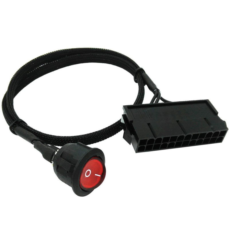  [AUSTRALIA] - COMeap 24 Pin ATX Red LED Power On/Off Switch Jumper Bridge Adapter Braided Cable 21.5-inch(55cm)