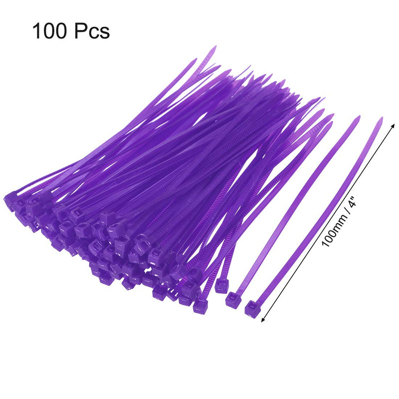  [AUSTRALIA] - uxcell Nylon Cable Ties 4 Inch Self-Locking Zip Ties 0.09 Inch Width Purple 100pcs