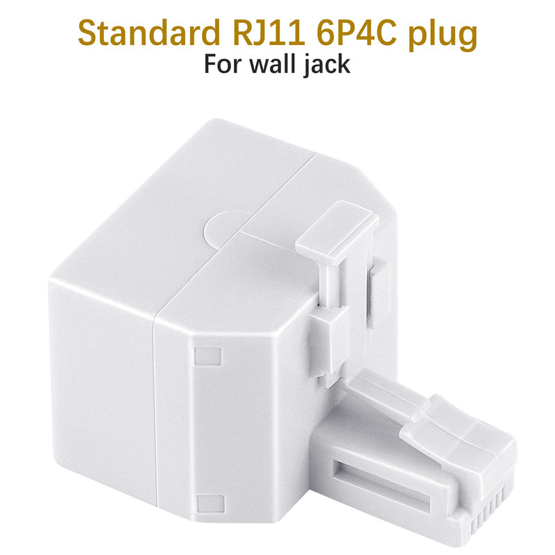  [AUSTRALIA] - Uvital RJ11 Duplex Wall Jack Adapter Dual Phone Line Splitter Wall Jack Plug 1 to 2 Modular Converter Adapter for Office Home ADSL DSL Fax Model Cordless Phone System, White(2 Packs) 2 Pack