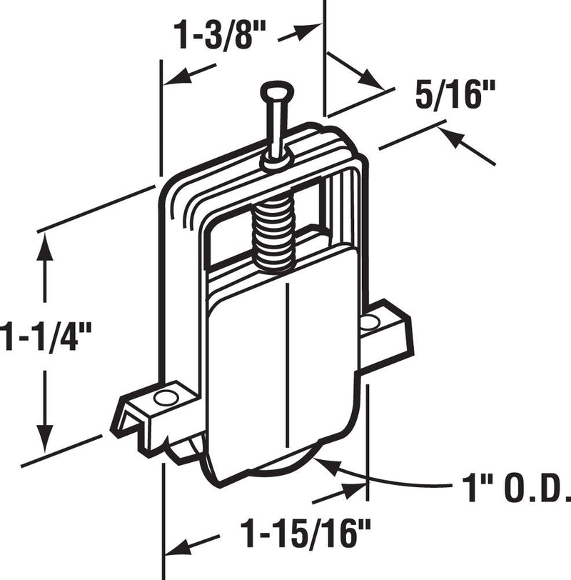  [AUSTRALIA] - Prime-Line B 691 Screen Door Roller Assembly with Thin 1-Inch Nylon Ball Bearing,(Pack of 2), 1" x 7/32&quot, off-white