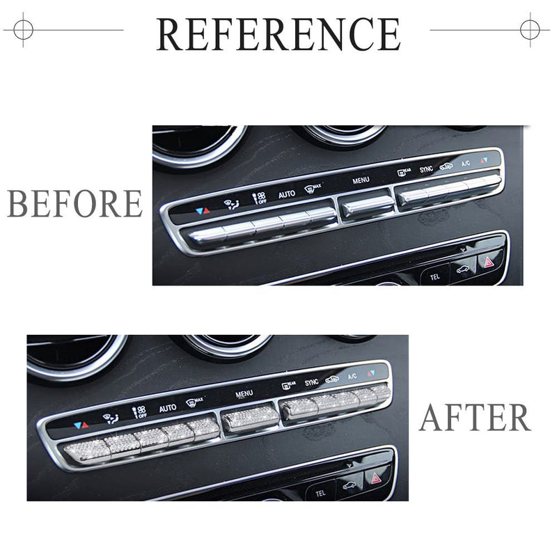  [AUSTRALIA] - 1797 Compatible AC Buttons Caps for Mercedes Benz Accessories Parts Bling AMG W205 X253 C GLC Class Air Conditioning Control Switch Covers Decals Interior Inside Decor Women Men Crystal Silver 11 Pack AC Button