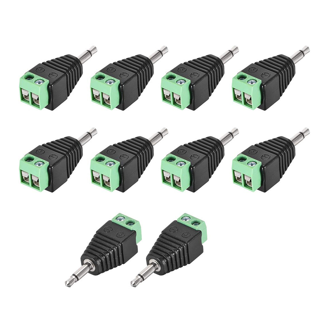  [AUSTRALIA] - uxcell 3.5mm 2 Pole Male to AV 2 Screw Terminal Video Connector Adapter for CCTV Security Camera System 10pcs