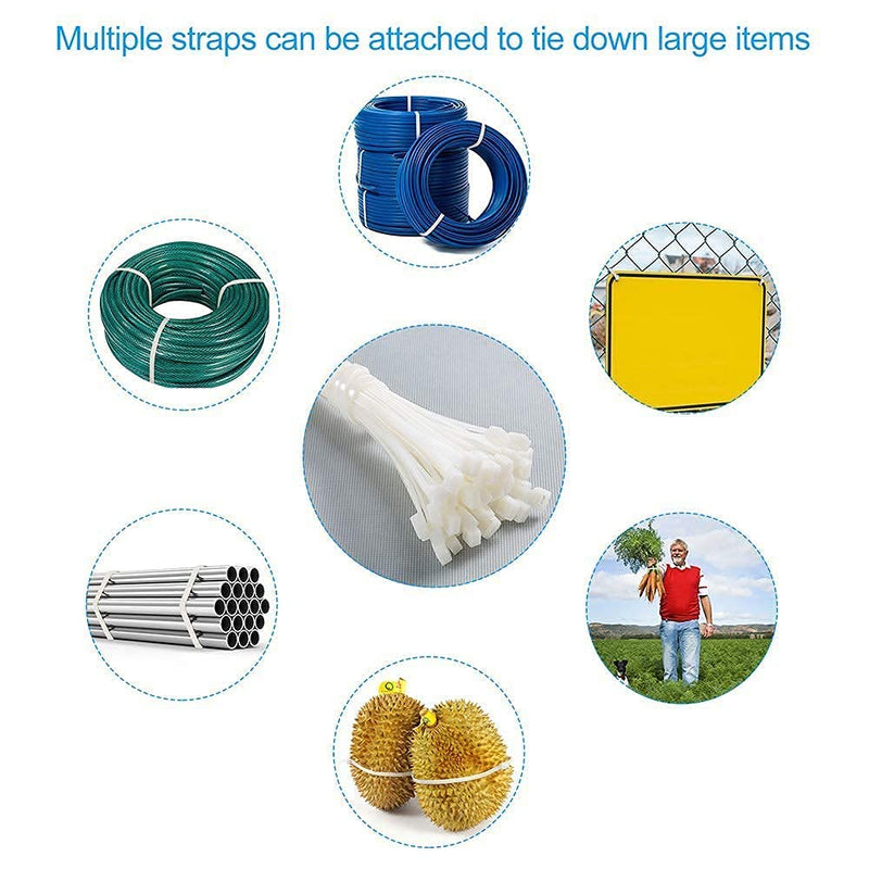  [AUSTRALIA] - 50PCS Long Cable Zip Ties, White Zip Ties Large, Extra Long Zip Ties Heavy Duty, Thick Zip Ties, Industrial Zip Ties, and 6 PCS Heavy Duty Storage Straps, Portable Hook and Loop Storage
