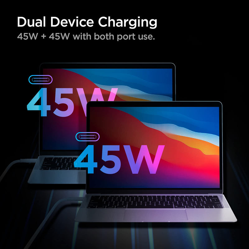  [AUSTRALIA] - 100W USB C Charger, Spigen 100W Dual USB C Wall Charger [GaN II] Type C PD 3.0 Power Adapter with Foldable Plug, Fast Charging for Macbook Pro Air iPad Pro USB-C Laptop HP Dell XPS 13 iPhone 13 Galaxy