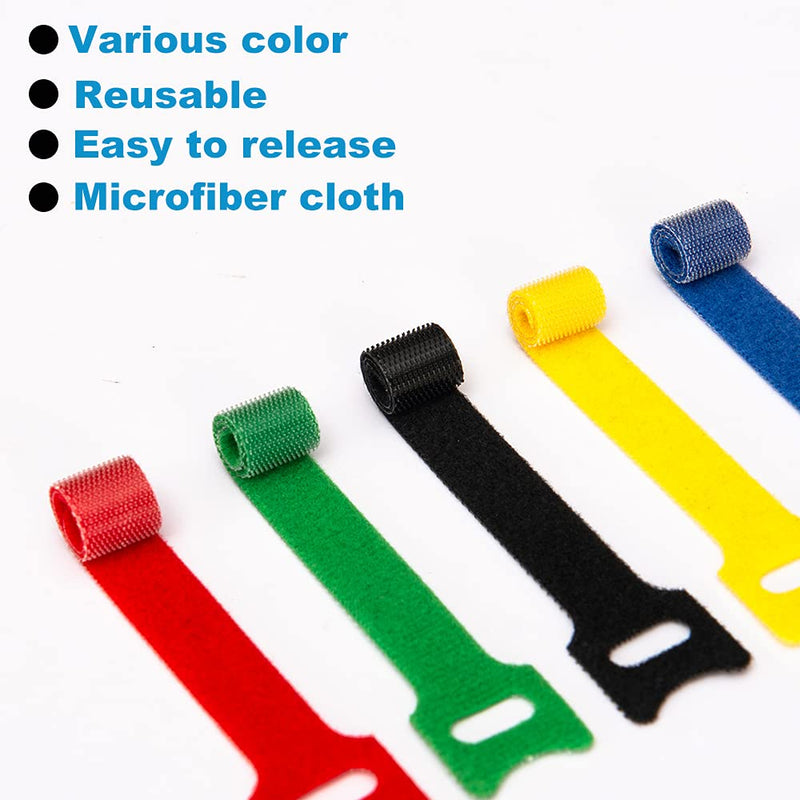  [AUSTRALIA] - 60 PCS Fastening Cable Ties Reusable, Premium 8-Inch Adjustable Cord Ties, Microfiber Cloth Cable Management Straps Hook Loop Cord Organizer Wire Ties Reusable (Assorted Colors) 8 Inch (60 PCS) 5 Colors