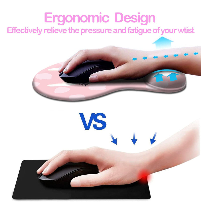  [AUSTRALIA] - Dooke Ergonomic Mouse Pad with Wrist Support, Cute Mouse Pads with Non-Slip PU Base for Home Office Working Studying Easy Typing & Pain Relief Cute Llama Cute Llama Pink