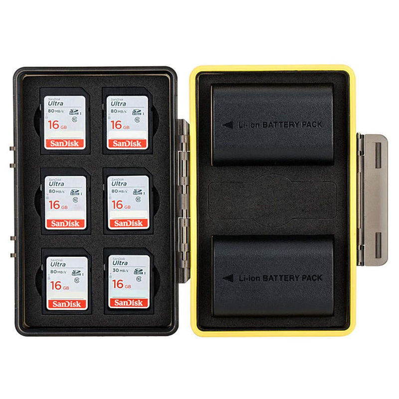  [AUSTRALIA] - SD Card Holder & Camera Battery Case 2in1 Storage Box for 6 SD SDHC SDXC Memory Cards + 2 Canon LP-E6 LP-E6N Batteries on EOS R 5D Mark IV III II 5DM4 5DM3 5DM2 5Ds 5DsR 6D 6DM2 7D 7DM2 80D 70D 60D for 6 SD + 2 Camera Batteries(Canon LP-E6)