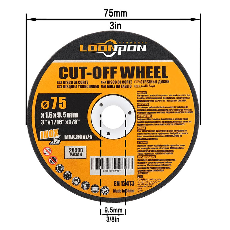  [AUSTRALIA] - BIHOO 3" Cut Off Wheel, 3"x1/16x3/8" Metal & Stainless Steel Cutting Wheel, Thin Metal Cutting Disc for Angle Grinder-5 Pack Cut Off Wheel(5pcs)