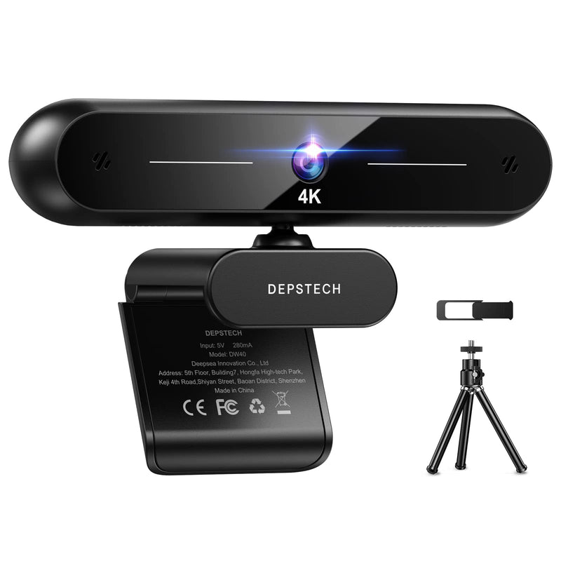  [AUSTRALIA] - 4K Webcam, DEPSTECH DW40 Webcam with Microphone Autofocus 8MP HD Web Camera with Sony Sensor, Privacy Cover and Tripod, Plug and Play USB Computer Streaming Webcam for Laptop PC/Video Call/Skype/Zoom