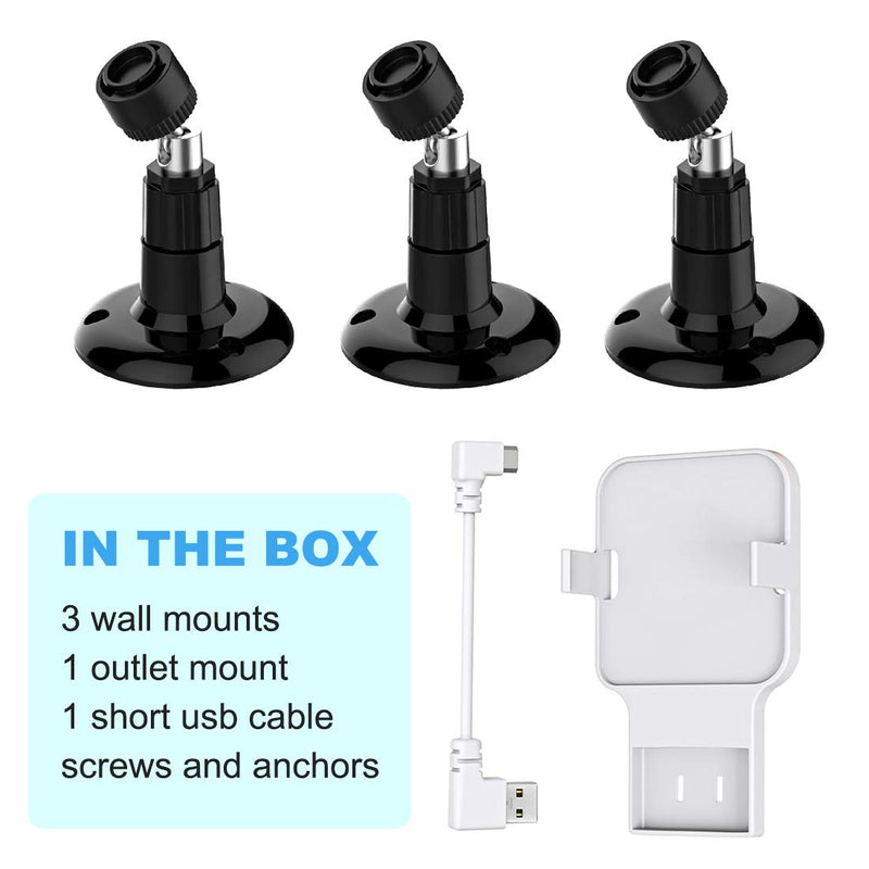  [AUSTRALIA] - Blink Outdoor Camera Mount, 360 Degree Adjustable Mount with Blink Sync Module 2 Outlet Mount for All-New Blink Outdoor Indoor Security Camera System (Black, 3 Pack) Black