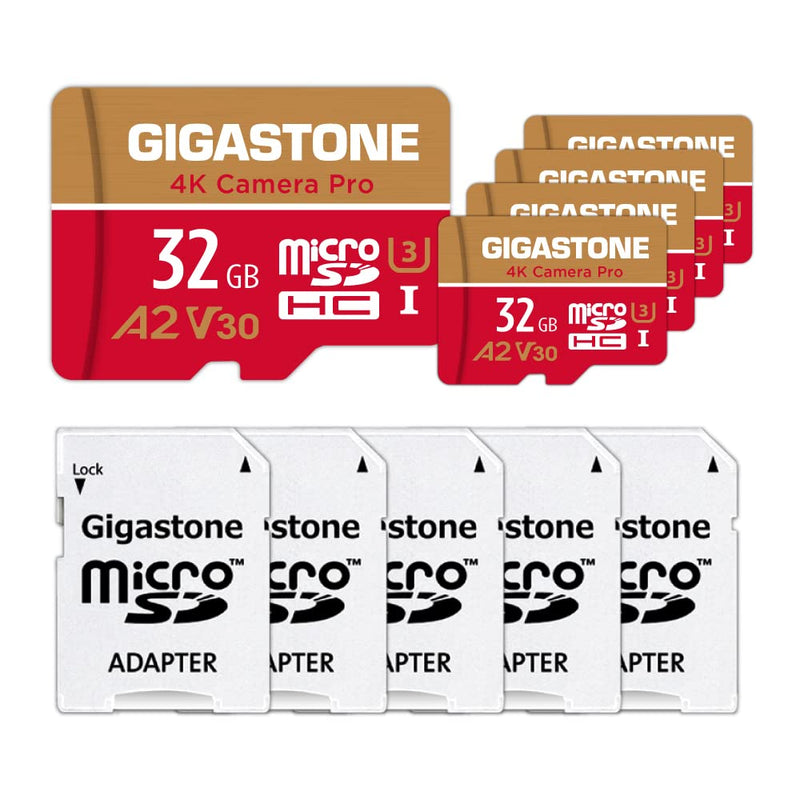  [AUSTRALIA] - [5-Yrs Free Data Recovery] Gigastone 32GB 5-Pack Micro SD Card, 4K Camera Pro, UHD Video for GoPro, Action Camera, Wyze, DJI, Drone, R/W up to 95/35MB/s MicroSDHC Memory Card UHS-I U3 A2 V30