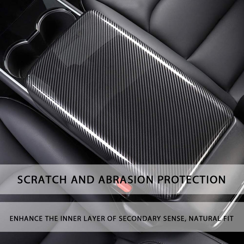  [AUSTRALIA] - CoolKo Custom Fit Center Console Armrest Panel Box Cover Modification with Carbon Fiber Pattern for Model 3 [ 1 Piece ]