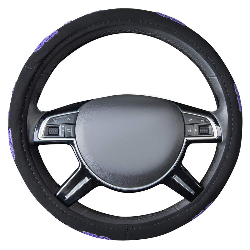  [AUSTRALIA] - CAR PASS Pretty Butterfly Universal Steering Wheel Cover,Fit for Suvs,Vans,Trucks,Sedans,Cars(Black and Purple) Black And Purple