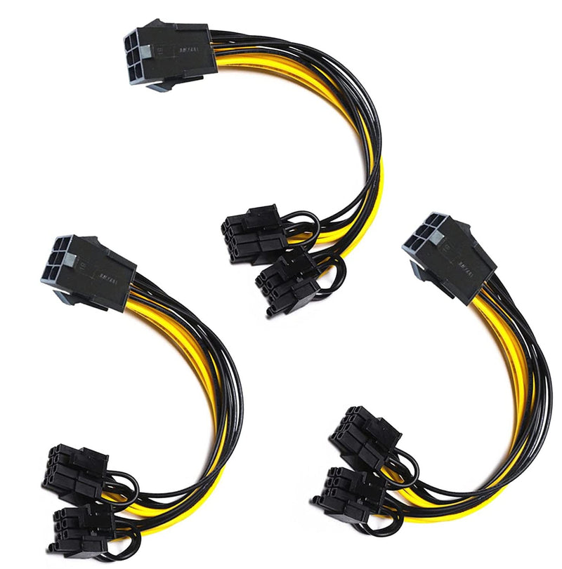  [AUSTRALIA] - COMOK 3 Pack 6 Pin Female to Dual GPU 8Pin (6+2) Pin Male Splitter Power Extension Cable for Motherboard Graphics Video Card