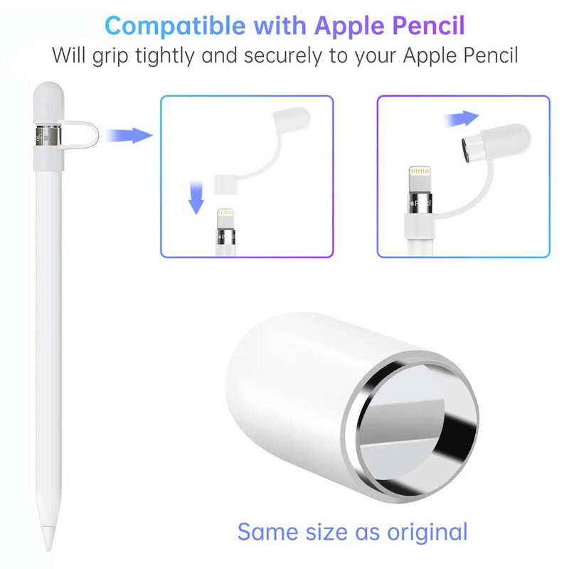  [AUSTRALIA] - Magnetic Replacement Cap and Charger Adapter for Apple Pencil 1st Generation (with Silicone Protective Cap Holder)