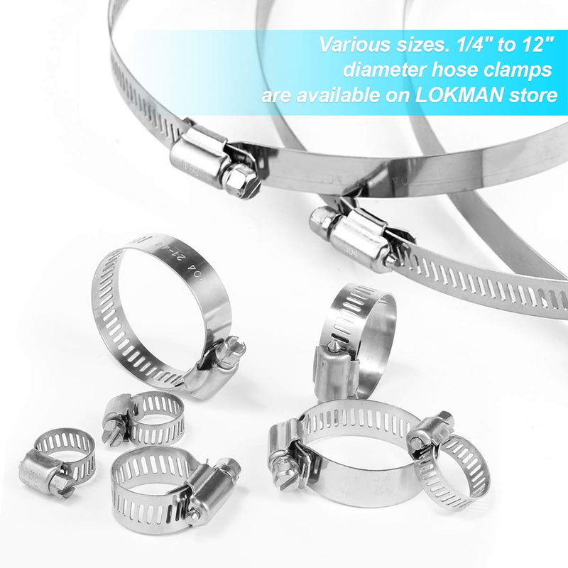  [AUSTRALIA] - LOKMAN 5 Pack 12 Inch Stainless Steel Hose Clamps Large Worm Gear Duct Clamps Adjustable from 11.5 inch-12 inch / 290mm - 310mm Fuel Line Hose Pipe Clamp for Dryer Vent Hose