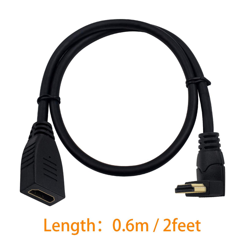 Poyiccot HDMI 2.0 Extension Cable 2 Feet / 60cm, 90 Degree HDMI Extender Cable, 90 Degree Up Angle HDMI Male to Female Extension Cable 60Hz, 4K 2K Gold Plated High Speed Short HDMI Cable(F/M Up) - LeoForward Australia