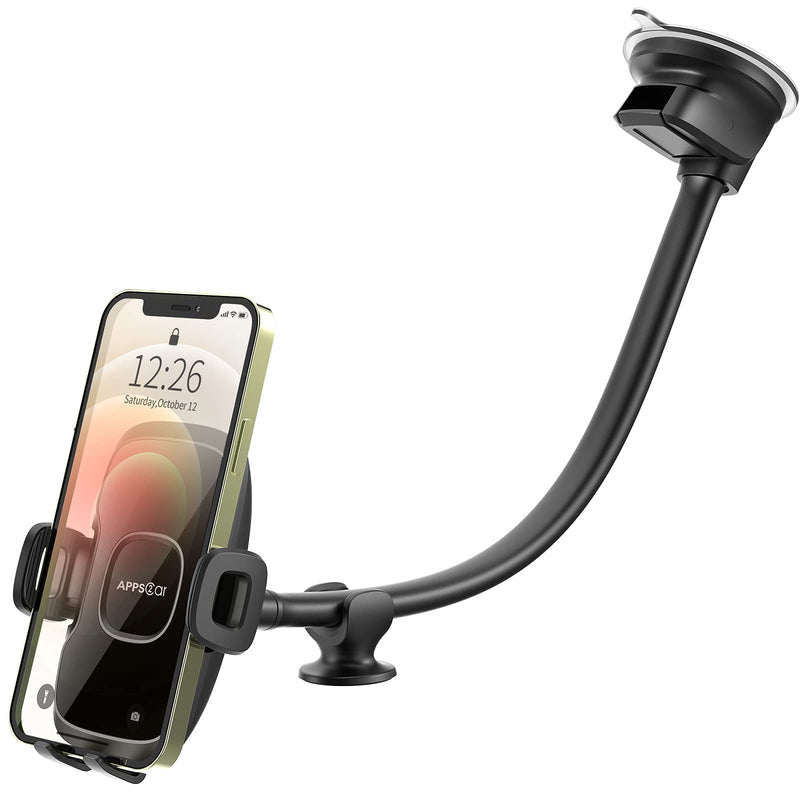  [AUSTRALIA] - APPS2Car 13'' Gooseneck Car Phone Holder, Industrial-Strength Car Phone Mount Windshield Suction Cup, Holder for Cell Phone in Truck, Long Arm Phone Holder Mount for Truck