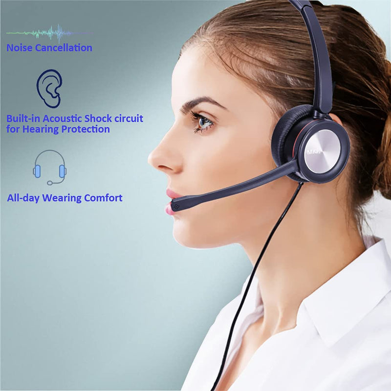  [AUSTRALIA] - MKJ 2.5mm Headset with Noise Cancelling Microphone Corded Telephone Headset for Office Phone Call Center Headphone for Panasonic KX-TG9541 KX-TGEA40 Cisco 303G AT&T Uniden DCT6485 Vtech DS6151