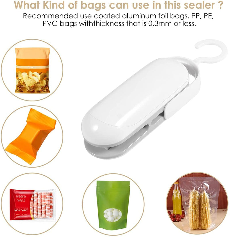 Mini Bag Sealer, Handheld Heat Sealers, 2 in 1 Heat Sealer, Cutter Portable Bag Sealer, Food Storage Snack Fresh Chip Bag Sealer - LeoForward Australia