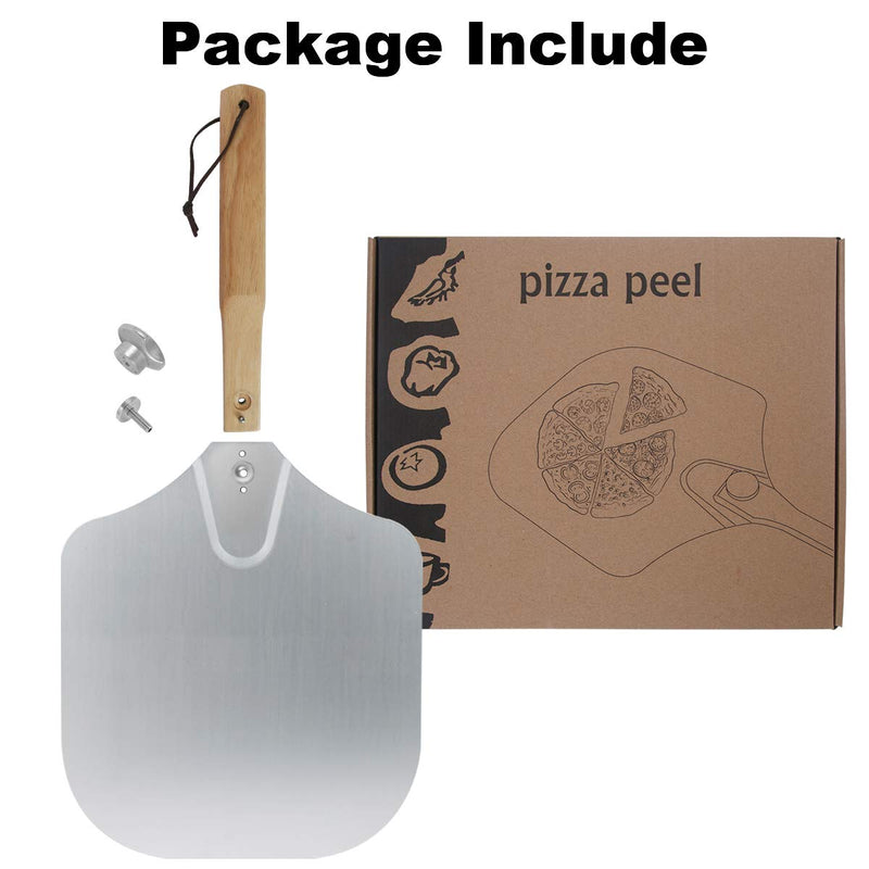  [AUSTRALIA] - Aluminum Pizza Peel 12''x14'' Metal Pizza Spatula With Folding Oak Wood Handle Easy Storage Large Pizza Paddle Pizza Turning Peel For Baking Homemade Pizza Pastry, Dough, Bread Peel & Cake
