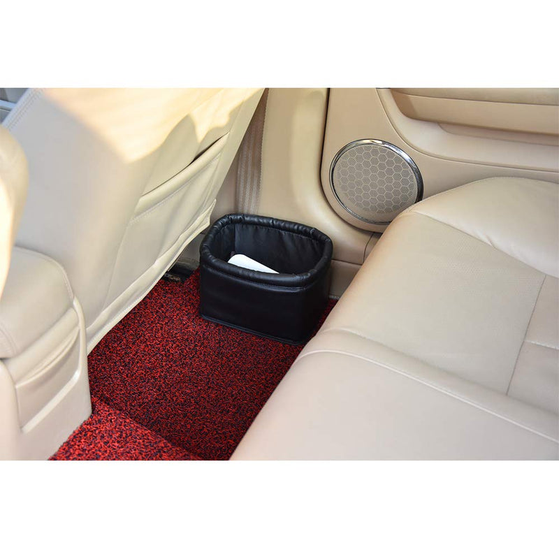  [AUSTRALIA] - KINGBERWI Leather Car Trash Can Luxury Car Garbage Bag, Black S