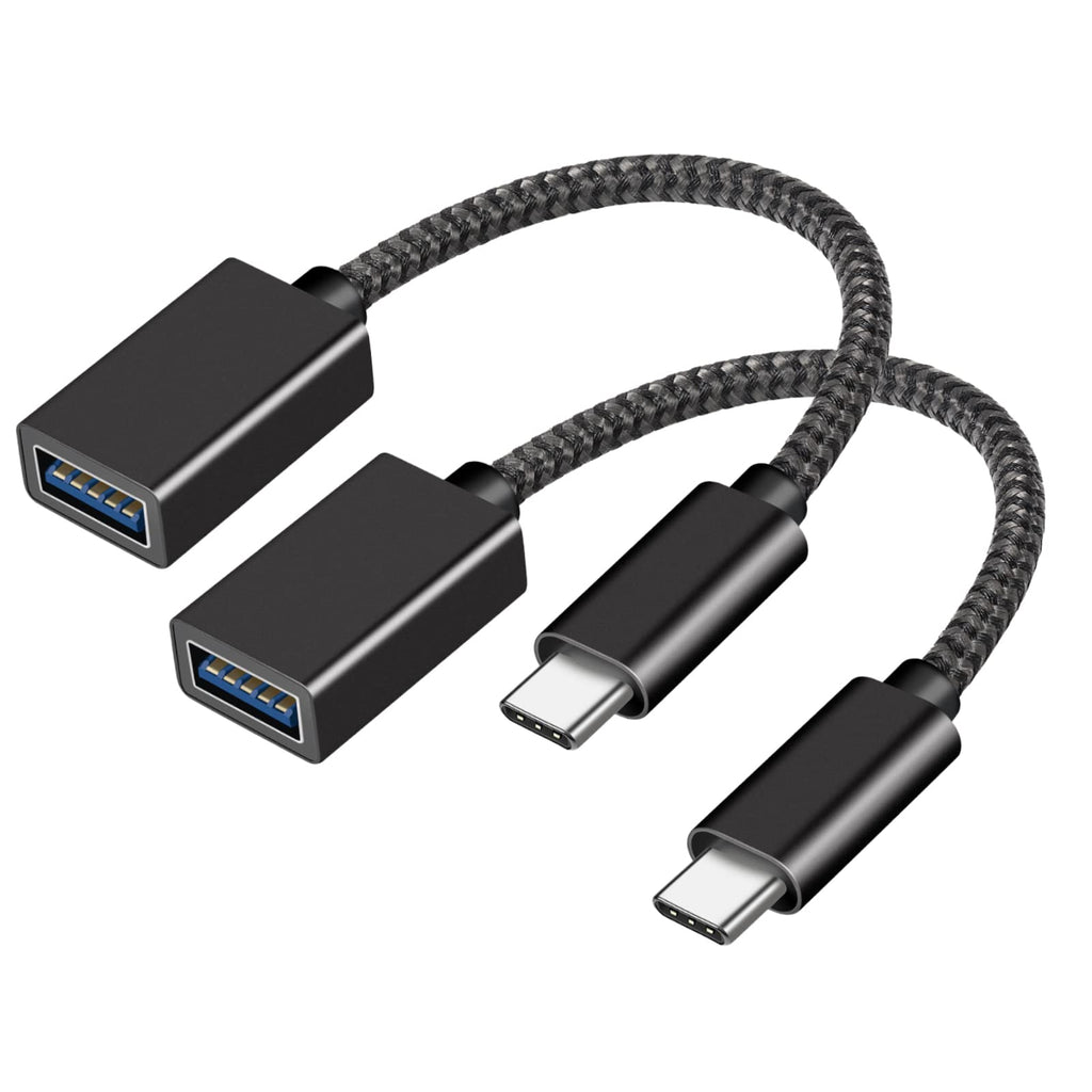  [AUSTRALIA] - USB C to USB Adapter 2-Pack, UV-CABLE USB Type C Male to USB 3.0 Female OTG Cable Premium Cotton Braided, Thunderbolt3 Compatible for iPhone 13 12 11 Mini Max,Samsung,i-Watch, Afor Laptops, etc 10 cm