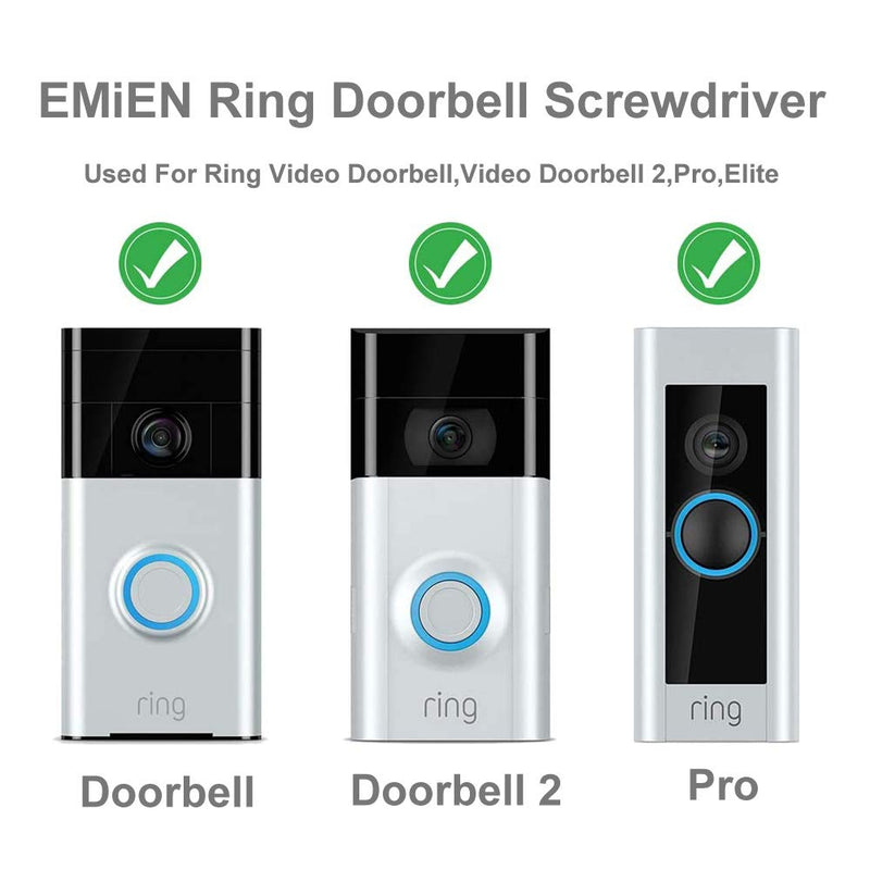  [AUSTRALIA] - Ring Doorbell Screwdriver,EMiEN Torx T6 T15 Bit Screwdriver For Ring Video Doorbell,Ring Doorbell 2,Ring Doorbell Pro And Elite Battery Change, Charge & Replacement, Wifi Password Reset Access