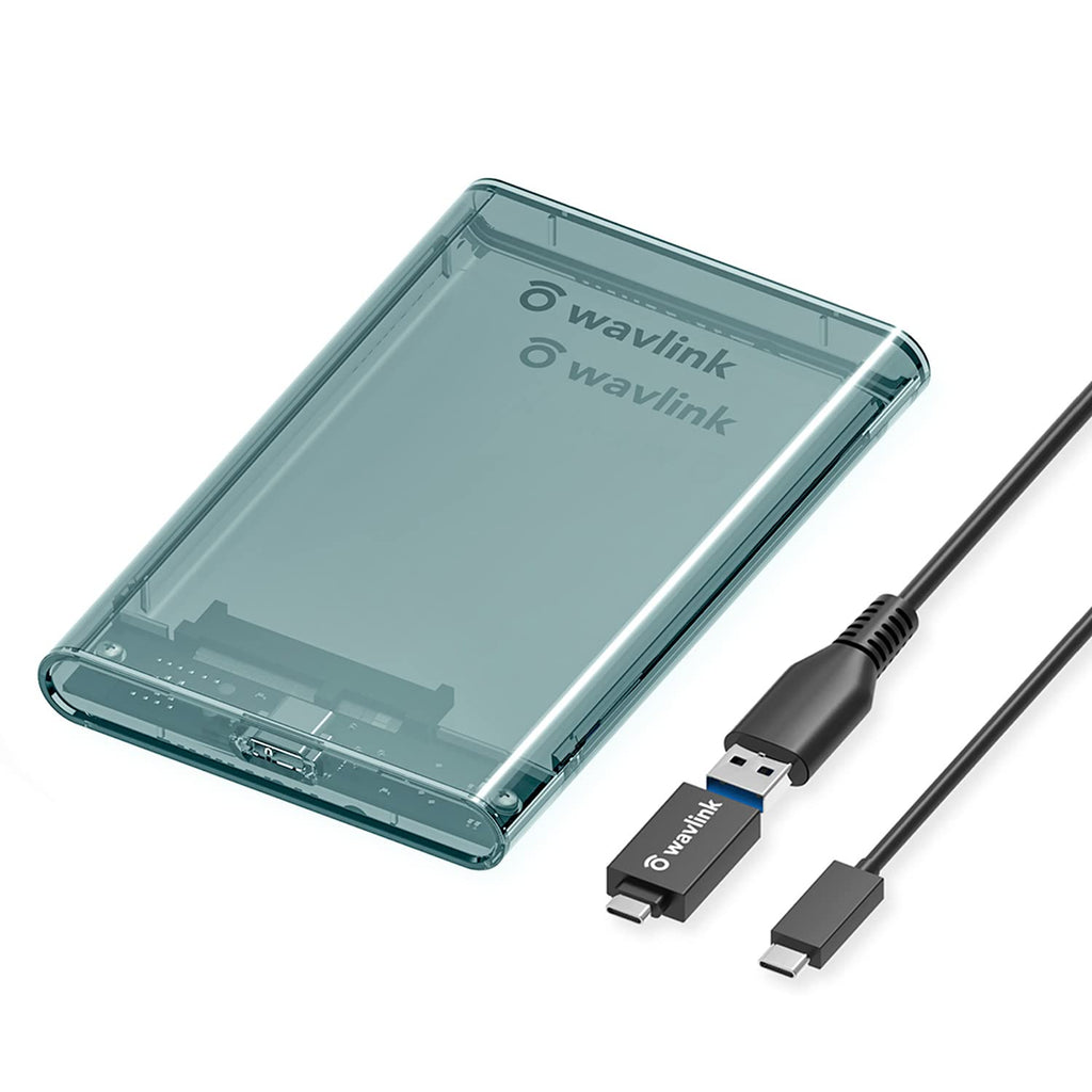  [AUSTRALIA] - WAVLINK 2.5" Hard Drive Enclosure, USB C 3.1 Gen 2 to SATA External Hard Disk Case Clear for 9.5/7mm HDD SSD w/UASP 6Gbps 4TB Tool Free for WD Seagate Toshiba Samsung Hitachi PS4 Xbox Router SATA HDD Enclosure