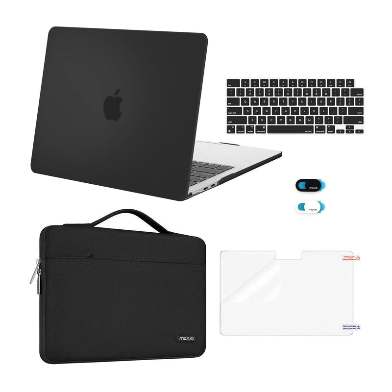  [AUSTRALIA] - MOSISO Compatible with MacBook Air 13.6 inch Case 2022 Release A2681 with M2 Chip Touch ID, Plastic Hard Shell Case&Carrying Sleeve Bag&Keyboard Cover&Webcam Cover&Screen Protector, Black