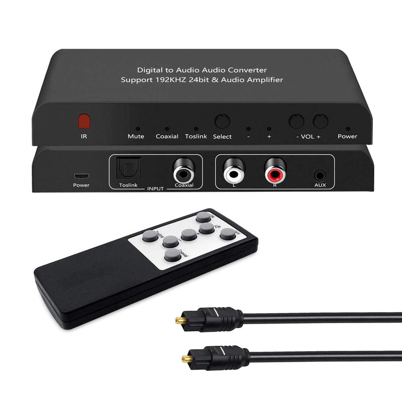  [AUSTRALIA] - 192KHz Digital to Analog Audio Converter DAC with Volume Adjustable Remote Control 192KHz/24bit Digital Coaxial Toslink to Analog L/R RCA 3.5mm Audio for PS4 Xbox HDTV Blu-ray DVD Headphone AppleTV.